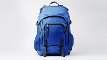 AI generated Blue Cycling Backpack Bag isolated on white background with copy space for advertisement. AI Generated photo