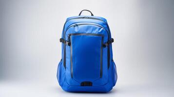 AI generated Blue Cycling Backpack Bag isolated on white background with copy space for advertisement. AI Generated photo