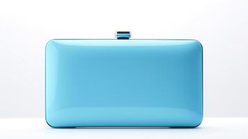 AI generated Blue Box Clutch Bag isolated on white background with copy space for advertisement. AI Generated photo