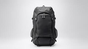 AI generated Black Travel Backpack Bag isolated on white background with copy space for advertisement. AI Generated photo