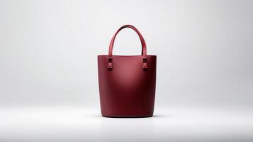 AI generated Burgundy Bucket Bag isolated on white background with copy space for advertisement. AI Generated photo