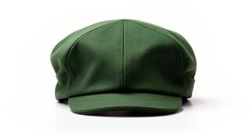 AI generated Photo of Green Newsboy Cap isolated on white background. AI Generated