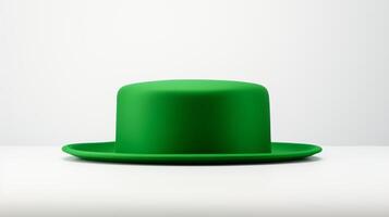 AI generated Photo of Green Pork Pie Hat isolated on white background. AI Generated