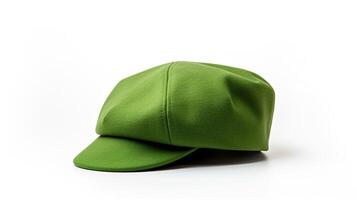 AI generated Photo of Green Flat Cap isolated on white background. AI Generated