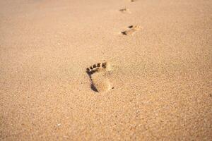 Footprints On Ocean Sandy Beach photo
