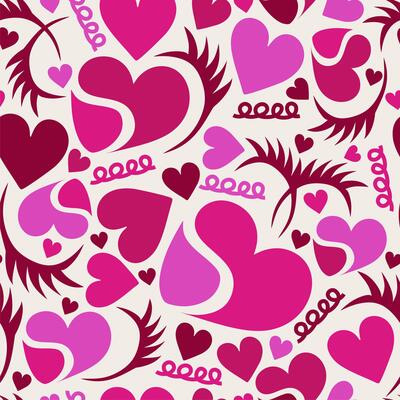 Pink and violet hearts seamless pattern. Vector illustration