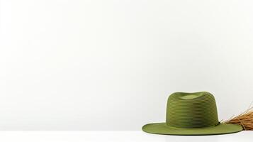 AI generated Photo of Green Straw hat isolated on white background. AI Generated