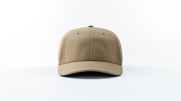 AI generated Photo of Khaki Military Cap isolated on white background. AI Generated