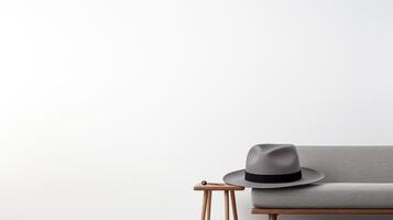 AI generated Photo of Grey Boater Hat isolated on white background. AI Generated