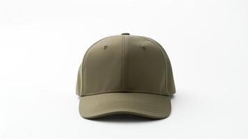 AI generated Photo of Khaki Military Cap isolated on white background. AI Generated