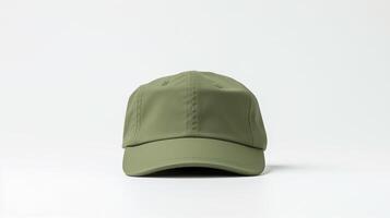 AI generated Photo of Khaki Military Cap isolated on white background. AI Generated