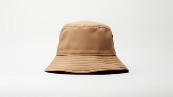 AI generated Photo of Khaki Bucket Hat isolated on white background. AI Generated