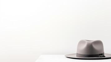 AI generated Photo of Grey Boater Hat isolated on white background. AI Generated