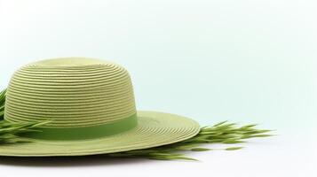 AI generated Photo of Green Straw hat isolated on white background. AI Generated