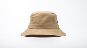 AI generated Photo of Khaki Bucket Hat isolated on white background. AI Generated