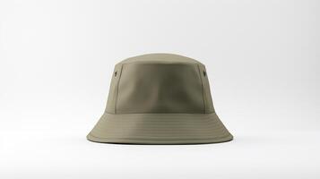 AI generated Photo of Khaki Bucket Hat isolated on white background. AI Generated