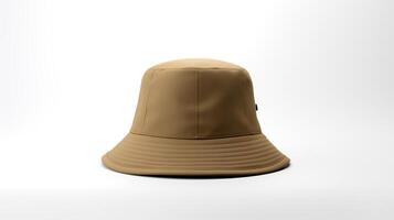 AI generated Photo of Khaki Bucket Hat isolated on white background. AI Generated