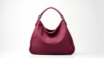 AI generated Burgundy Hobo Bag isolated on white background with copy space for advertisement. AI Generated photo