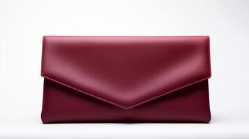 AI generated Burgundy Clutch Bag isolated on white background with copy space for advertisement. AI Generated photo