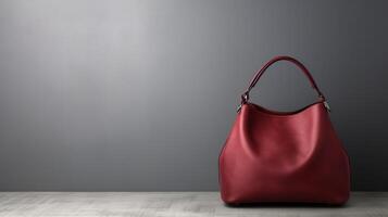 AI generated Burgundy Hobo Bag isolated on white background with copy space for advertisement. AI Generated photo