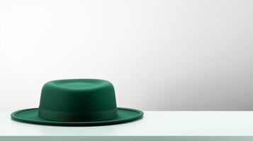AI generated Photo of Green Boater Hat isolated on white background. AI Generated