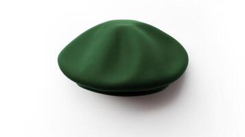 AI generated Photo of Green Beret Hat isolated on white background. AI Generated