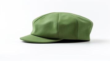 AI generated Photo of Green Newsboy Cap isolated on white background. AI Generated