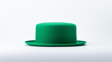 AI generated Photo of Green Pork Pie Hat isolated on white background. AI Generated