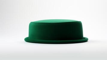 AI generated Photo of Green Pork Pie Hat isolated on white background. AI Generated