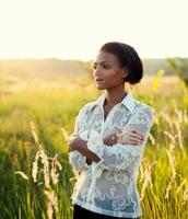 beautiful young brunette woman with vitiligo disease photo