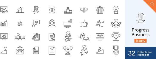 Progress Business icons Pixel perfect. growth, efficiency, optimization, productivity icons. Vector