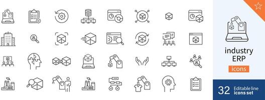 Industry icons Pixel perfect. Data, finance, computer, .... vector