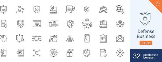 Defense icons Pixel perfect. Computer, security, web, .... vector