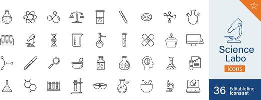 Set of 32 Science Labo web icons in line style. cyberspace, data collection, design. Vector illustration.