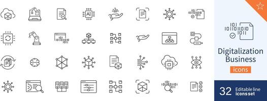 Digitalization icons Pixel perfect. product, computer, system, .... vector