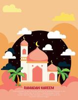 Ramadan Kareem Background Vector. Ramadan Kareem with Mosque View. vector