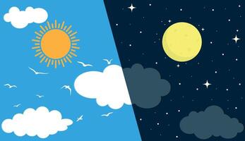 Set of Day and Night Vector Background