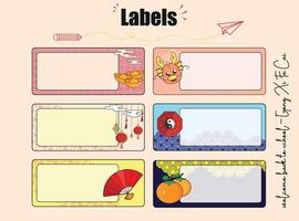 Notebook Labels Vector Template Design. School Book Labels Template.