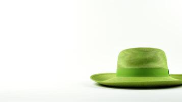 AI generated Photo of Green Straw hat isolated on white background. AI Generated