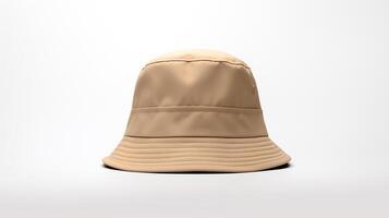 AI generated Photo of Khaki Bucket Hat isolated on white background. AI Generated