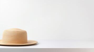 ai generado foto de natural Paja sombrero aislado en blanco antecedentes. ai generado