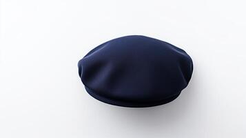 AI generated Photo of Navy Blue Beret Hat isolated on white background. AI Generated