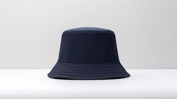 AI generated Photo of Navy Blue Bucket Hat isolated on white background. AI Generated