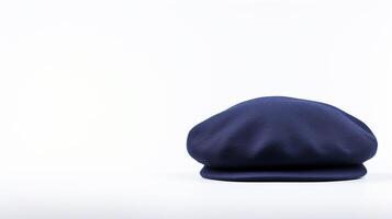 AI generated Photo of Navy Blue Beret Hat isolated on white background. AI Generated