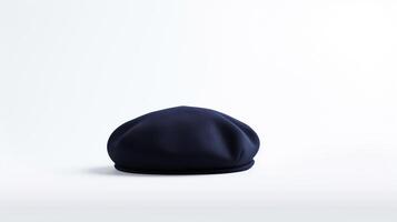 AI generated Photo of Navy Blue Beret Hat isolated on white background. AI Generated