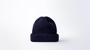 AI generated Photo of Navy Blue Beanie cap isolated on white background. AI Generated