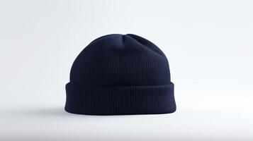 AI generated Photo of Navy Blue Beanie cap isolated on white background. AI Generated