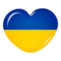 3D heart-shaped icon of the Ukrainian flag isolated on a transparent background. Country flag button. Vector illustration