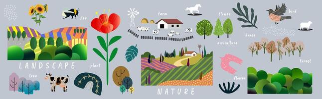 Nature and landscape, contemporary artistic poster. vector