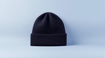 AI generated Photo of Navy Blue Beanie Hat isolated on white background. AI Generated